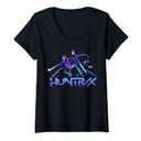 Womens Kpop Demon Hunters Huntrix Ready for Battle Poses V-Neck T-Shirt XXL