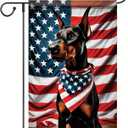 Saoplasa Patriotic Doberman Garden Flag American Flag Dog Bandana 12x18 Inch Double Sided Outdoor Yard Banner for 4th of July Independence Day Memorial Day Patriotic Home Lawn Decor