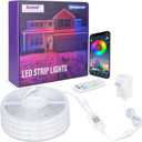 100ft IP68 Outdoor Led Strip Lights Waterproof with RF Remote & Bluetooth Music Sync App Control, Long Color Changing LED Rope Lights,5050 RGB Super Bright Outside Led Lights,24V