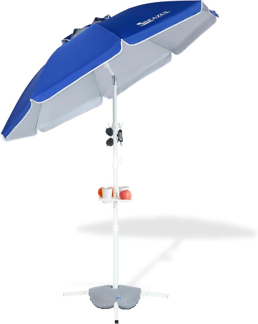 6.5ft Sun Shade Umbrella, Portable Umbrella with Stand for Sports, Water Weight Bag, Adjustable and Lightweight, Sun Protection, Royal Blue