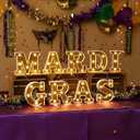 9Pcs Mardi Gras Light Up Letters, Mardi Gras LED Letters Lights, Battery Powered Marquee Light with Golden Mirror Surface for Mardi Gras Table Decorations Party - Mardi Gras Party Decor Table Centerpieces Wall Sign