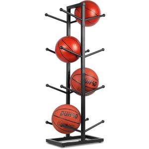 Metal Basketball Storage Rack for Indoor Outdoor, 4-Layer, 15.75"D x 15.75"W x 44.09"H