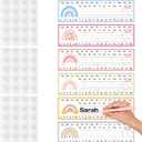 11.02 X 3.15 inch Rainbow Pattern Letters Number Lines Classroom Desk Toppers Nameplates Student Desk Name Tags 60Pcs Manuscript Name Plates Card for Classroom Bulletin Board (Rainbow Number)