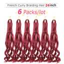 WIPPORYA Burgundy French Curl Braiding Hair 24 Inch Soft Braiding Hair Pre Stretched Loose Wave Bouncy 100g/pack Yaki Hair for Black Women Hair Extensions for Braids(Burgundy 24 Inch)