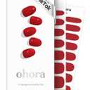 ohora Semi Cured Gel Nail Strips (N Addict) - Works with Any Lamps, Salon-Quality, Long Lasting, Easy to Apply & Remove - Includes 2 Prep Pads, Nail File & Wooden Stick