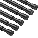 6PCS Small Tension Curtain Rod 27 to 38 Inch,Black Short Curtain Rods No Drilling,Loaded Expandable Spring Curtain Rods for Windows Kitchen,Closet,Cupboard,Door,Bookshelf