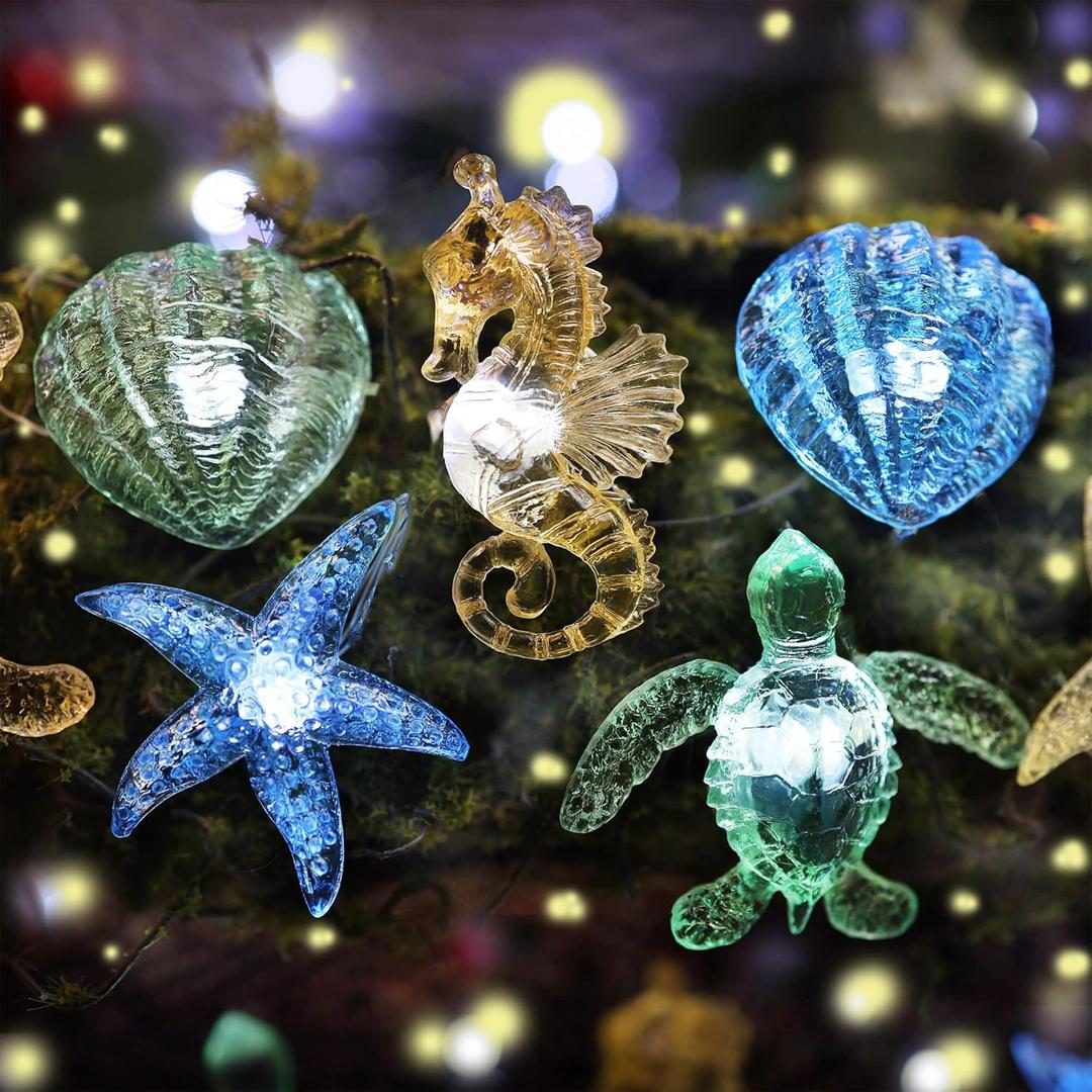 Ocean Theme String Lights Indoor Nautical Dcor-USB or Battery Operated 10ft 30 LED Sea Horse Starfish Shell Dcor- Twinkle Fairy Lights for Bedroom Patio Beach Wreath Christmas Decoration