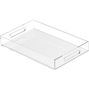 Acrylic Tray 15x10 with Cut Handles - Spill Proof Decorative Tray is an Ideal Countertop Organizer for Living Rooms, Ottoman Coffee Tables, Offices, Kitchens & Serving Guests