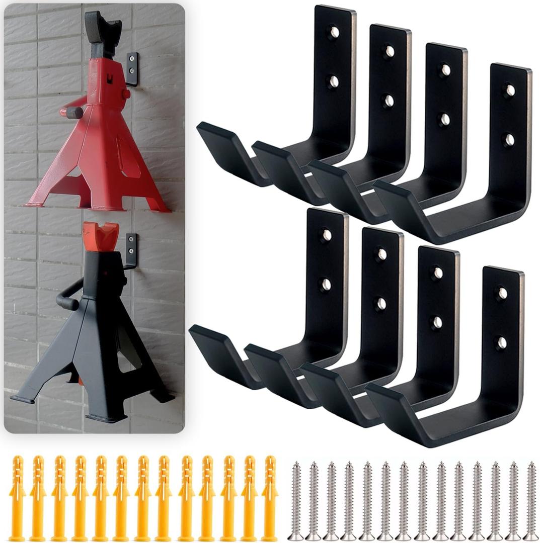 8 Packs Jack Stands Wall Mount Organizer, Heavy Duty Stainless Steel Holder Hook Fits 2 & 3 & 4 & 6 Ton Jack Stands
