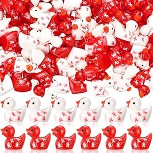 200 Pcs Breast Cancer Resin Ducks Bulk Breast Cancer Awareness Accessories Pink Ribbon Awareness Ducks for Public Charity Activities Supplies Event