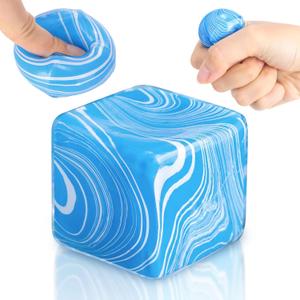 3 x 1 Pcs Stress Cube Bulk Ice Cube Stress Ball Anxiety Relief Soft Squeeze Sensory Ball for Party Favors Prizes Goodie Bag Stuffers (Ocean Blue)