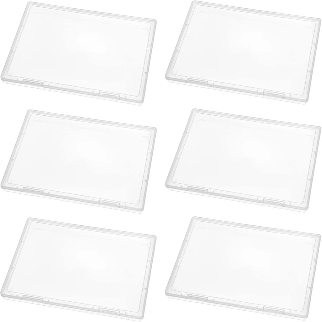 6 PCS Clear Photo Storage Boxes, 12 x 8.8 in Transparent Plastic Photo Case, Dustproof and Moisture-Proof, Container for Scrapbooks, Postcards, Crafts, Office Supplies, Files