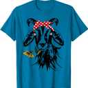 Women's Goats Bandana Farm Animal Lover Funny Goat Graphics T-Shirt Small Blue