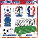 122Pcs Soccer Party Supplies Set, Disposable Tableware Kit with Soccer Paper Plates, Napkins, Forks, Tablecloth for Soccer Birthday Party Decorations, Sports Theme Party Decor for 24 Guests (Modle C)