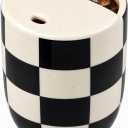 Ceramic Mug with Sip Hole 10 oz Novelty Checkered Coffee Mug Hand Painted Ceramic Cup Heat Resistant Non Slip Built in One Lid Handcraft Mugs for Coffee Lovers