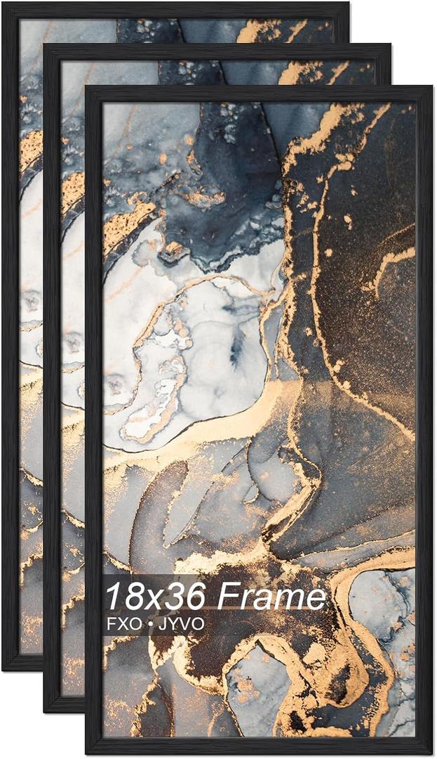 18x36 Frame Set of 3 Black Engineered Wood Horizontally/Vertically