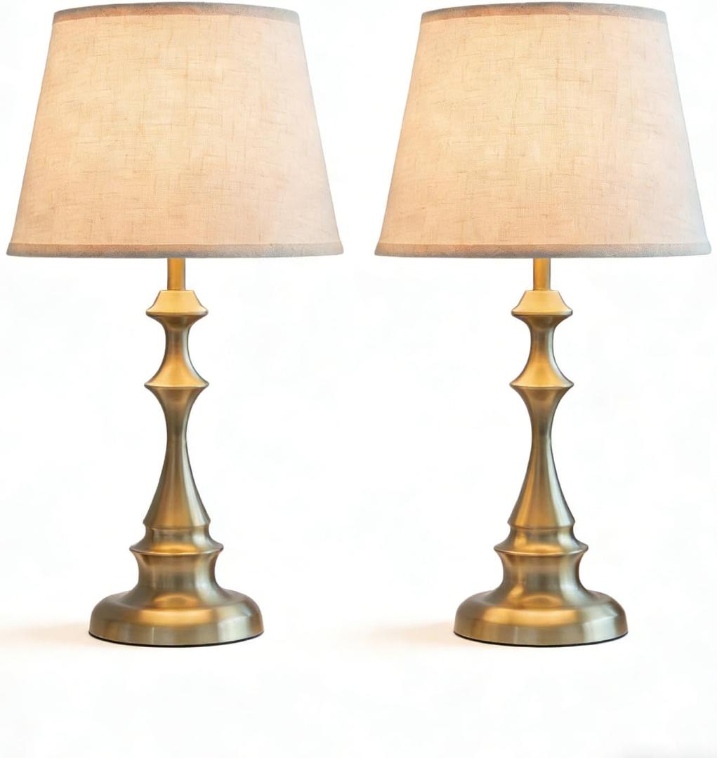 Touch Control Medium Table Lamps Set of 2, 20.47" Rustic Bronze Bedside Lamps with Linen Shade, Farmhouse Nightstand Lamps for Bedroom, Living Room End Table, Entryway