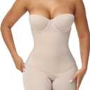 SHAPESHE Strapless Shapewear for Women Lace-up Body Shaper Backless Shapewear Bodysuit Butt Lifter, Small