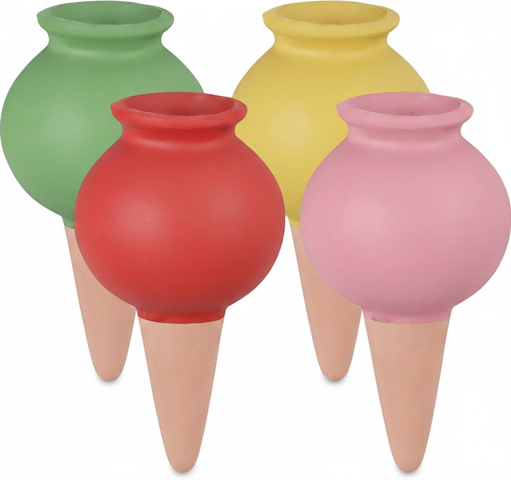 Terracotta Watering Spikes Set -Self Watering Planter Insert with 4 Pcs Automatic Plant Watering System for Indoor Potted Plants, Outdoor Garden, Vacation Plant Care Accessories