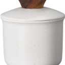 DOWAN French Butter Crock for Countertop, Ceramic Butter Dish with Waterline, Porcelain Butter Container for Spreadable Soft Butter, French Butter Dish with Lid (Gray)