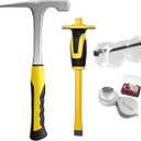 4pcs Geology Rock Pick Hammer Kit, Geology Hammer Tools, 32oz Rock Hammer & Chisels with jewelers loupe,goggles. Tool Set for Rock Hounding, Hounding,Gold Mining & Prospecting, Stone Breaking