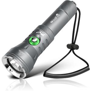 WINDFIRE Dive Lights Scuba Diving Flashlight, High-Powered Waterproof Flash Light with Power Indicator, 4 Modes, 12 Beam Angle, Underwater Scuba & Snorkeling Torch for Diving (Grey)