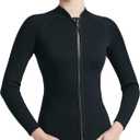 Women Wetsuit Top Swim Jacket Mens Youth Wet Suit Shirt 2mm Neoprene Thermal Swimsuit Front Zip Long Sleeve Cold Water Keep Warm Snorkeling Diving Surfing (X-Large)
