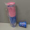 Qinyoung 24 Pcs Cartoon Party Decoration Cups 16oz Reusable Plastic Cups Cartoon Themed Birthday Party Favor Tumblers Bulk for Smoothie Juice Ice Coffee, Blue, Pink