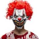 Spooktacular Creations Halloween Scary Clown Mask, Horror Face Creepy Zombie Latex Mask, Monster Masks Killer Evil Cosplay Costume Accessories for Adults Men Halloween Party Dress Up Prop
