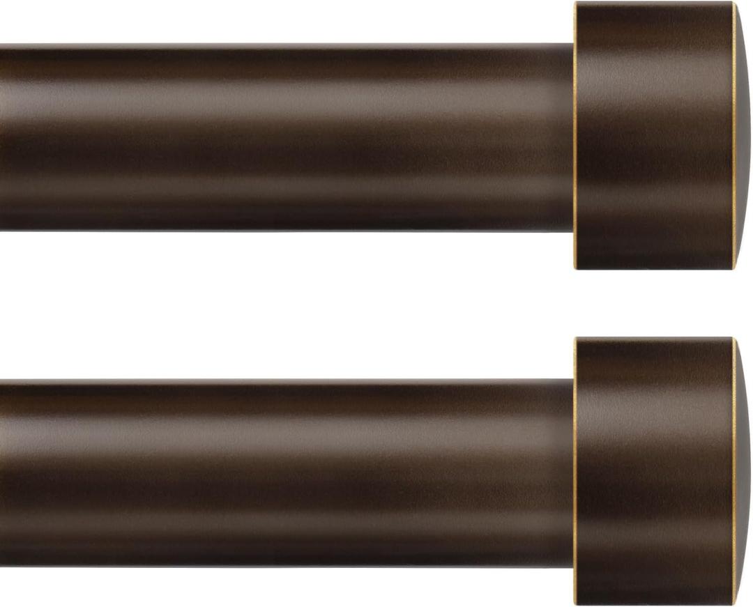 TONIAL Bronze Curtain Rods 2 pack, Telescoping Splicing 3/4 Drapery Rod 32" to 58"ch(2.6 to 4.8 ft), Decorative Single Curtain Rods for Windows with Round Cap Finial