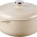 Lodge Essential Enamel Cast Iron Dutch Oven 6 Quarts - Perfect for Bread Baking, Braising, Marinating & Slow Cooking - Features Moisture-Sealing Lid & Dual Handles - Kitchen Essentials - Sandalwood