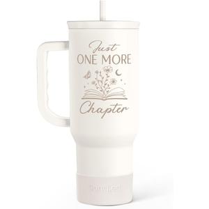 Book Lover Gifts for Women, Just One More Chapter Tumbler with Handle, Stainless Steel Insulated Coffee Travel Mug Cup, Gifts for Women Girls Bookworm on Christmas Birthday, 40oz