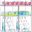 Baby Bottle Organizer 5 Pack Baby Bottle Storage Organizer Clear Bottles Station Acrylic Stackable Container Drawers Bins for Pacifiers,Nipples,Pump Parts for Countertop,Cabinet,Bathroom,Vanity