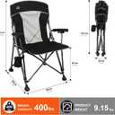 Camping Chair with Padded Hard Armrest,Cup Holder,Heavy Duty for Adults,Mesh Backrest,Portable Lawn Lightweight Outdoor Camp Chair,Support up to 400lbs, 22.8 X 23.6 X 35.8 inch