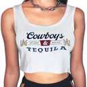 Womens Cowboys Tequila The Legend & Since 1873 Shirt Short Sleeve Cotton Ribbed Workout Shirts Crop Tops