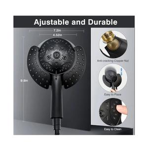 Shower Heads with Handheld Spray Combo: 7.2" Rain Shower Head & Handheld Shower Head 2-IN-1 Shower Head with 60" Hose (BLACK), Shower Trim Systems