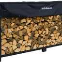 Woodhaven 8-Foot Firewood Rack American Brand 1/2 Cord Raised Lumber Storage Rack Keeps Wood Dry & Ready Heavy-Duty Steel,  (With Cover)