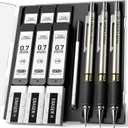 Four Candies Metal Mechanical Pencil Set - 3PCS 0.7mm Mechanical Pencils & 360PCS HB Lead Refills & 3PCS Erasers & 9PCS Eraser Refills