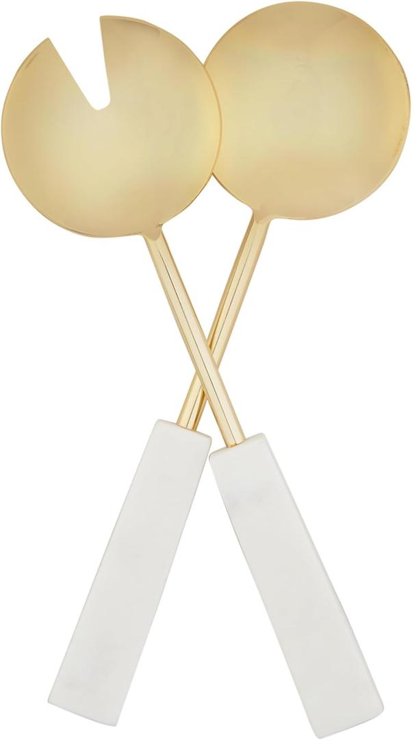 Mud Pie Gold Salad Servers Set; 11"