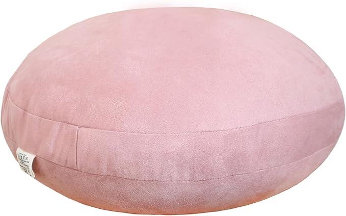 Round Throw Pillow, 18" Soft Round Pillow Cushion for Couch Dutch Velvet Round Throw Pillow Floor Pillow Cushion for Sofa Bed Chair Car Office Living Room Decoration, Cyan