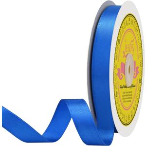 Double Face Royal Blue Satin Ribbon 5/8 inch X 50 Yards Polyester Royal Blue Ribbon for Gift Wrapping Very Suitable for Weddings Party Invitation Decorations and More