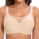WirelessBrasfor Women Seamless Mesh Push Up No Underwire Plus Size Soft Comfortable Sleep Everyday Brattlets with Extender(Nude,M) (M)