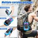 Phone Holder for Running, Running Armband Phone Holder with Carabiner, Phone Armbands for iPhone 17 16 15 14 13 12 11Pro Max & Galaxy S25/S24/S23, Cell Phone Armband Up to 6.8'' Phone (Blue)