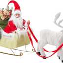Animated Santa Sleigh & Reindeer Plastic Decoration – 38" x 10" x 16" (1 Set) - Festive Light-Up Holiday Display for Christmas, Parties & Winter Celebrations
