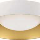 15.5 Inch LED Flush Mount Ceiling Light Fixture, 26W, Super Bright 1800 Lumen, 3 Color 3000K/4000K/5000K, Matt White with Gold Inside, Dimmable Ceiling Lamp for Bedroom Hallway Bathroom Outdoor