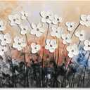 Yihui Arts Floral Paintings Canvas Wall Art Living Room Decor Contemporary Grey Artwork Pictures Framed Ready to Hang, 48"L x 24"W