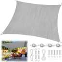 20 x 26 ft Sun Shade Sail for Patio Rectangle 185 GSM Heavy Duty UV Block Canopy Permeable Cover Outdoor Garden Deck Backyard Commercial Grade 95%-98% UV Protection Easy Installation(Gray)