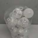 30ct Christmas Ball Ornaments-60mm/2.36" Shatterproof Clear Plastic Xmas Balls Baubles Set with Stuffed Delicate Sparkling, Hanging Christmas Tree Decorations(White)