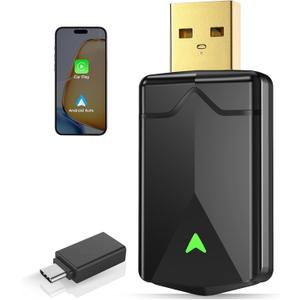 Wireless CarPlay Adapter Android Auto Wireless Adapter, 5.8GHz Wi-Fi Plug & Play,Mini and Stable iOS 10+/Android 10+, Fast Auto-Connect for Cars 2016+ (1Pcs)