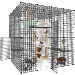 DIY Ferret Playpens for Indoors, DIY Kennel Playpen, Detachable Metal Wire Large Cat Cage Exercise Place Ideal For 1-3 Cat, Kitten Cage With Dense Metal Wire, Comes With A Ladder Suitable For Kittens.